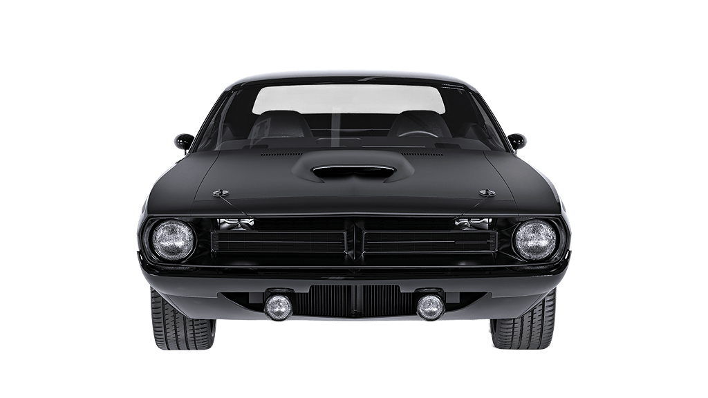 front view of a black car